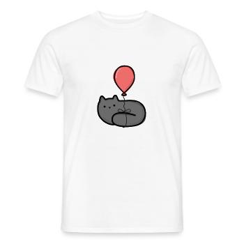 Cat with balloon - Men's T-Shirt - white - Front - AI Model Male 178 dark (178cm)