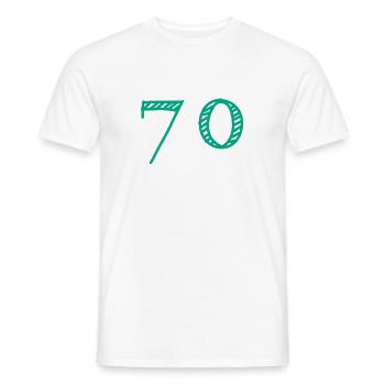 70 JAHRE. 70-jähriges JUBILÄUM. JUBILÄUM 70 JAHRE. 70 - Männer T-Shirt - Weiß - Vorne - AI Model Male 178 dark (178cm)