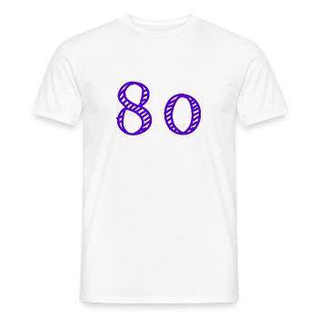 80 YEARS. 80TH ANNIVERSARY. BIRTHDAY 80 YEARS. 80 - Men's T-Shirt - white - Front - AI Model Male 178 dark (178cm)
