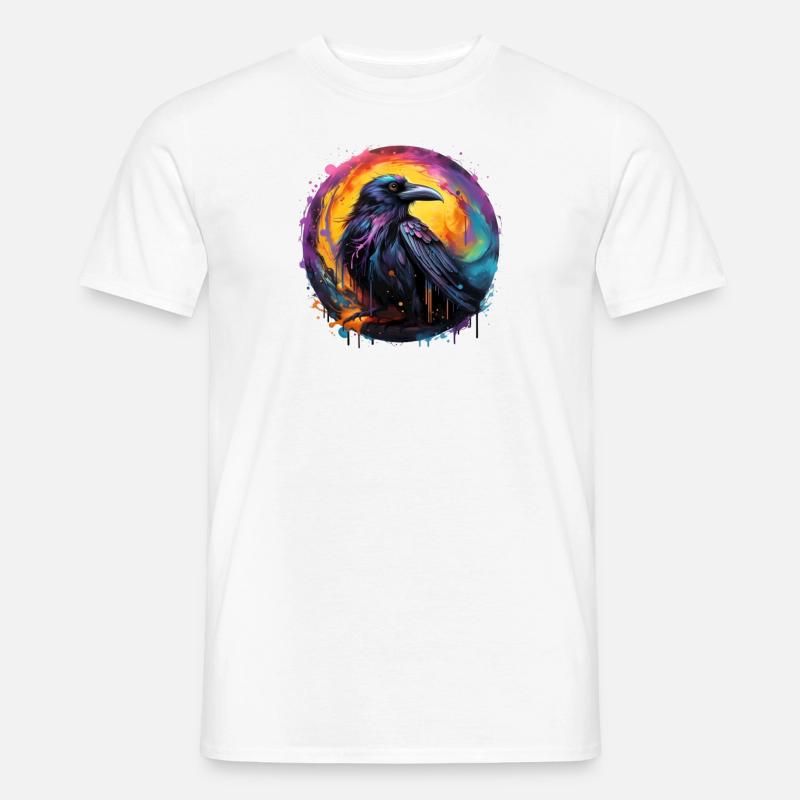 Wunderschöner Rabe in Farben - Männer T-Shirt - Weiß