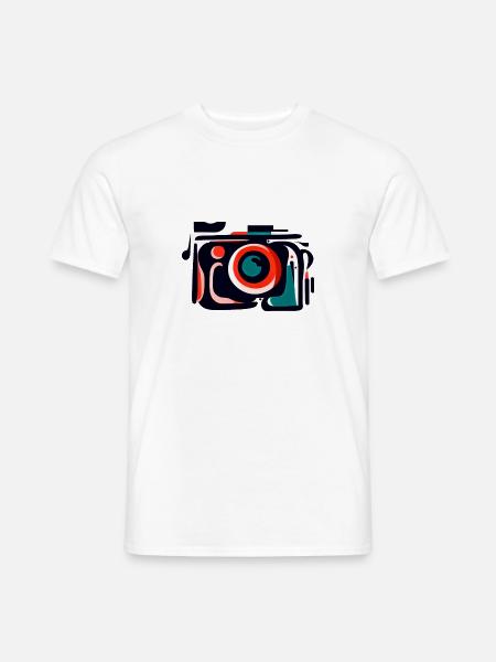 Flashback Frenzy: Caméra rétro en Abstrac coloré - T-shirt homme - blanc