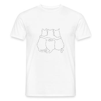 3 Cats together| Cats Line drawing - Men's T-Shirt - white - Front - AI Model Male 178 dark (178cm)
