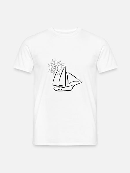 Compass and sailing ship - Men's T-Shirt - white