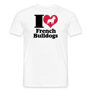 J'aime les bouledogues français ... / + - T-shirt homme - blanc - Devant - AI Model Male 178 dark (178cm)