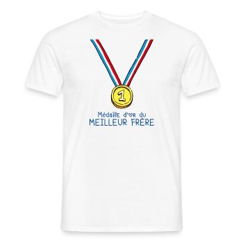 T-shirt Médaille d'or du meilleur frère - T-shirt homme - blanc - Devant - AI Model Male 178 dark (178cm)
