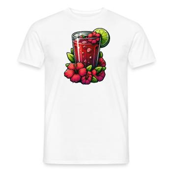 Red hibiscus tea cup - Men's T-Shirt - white - Front - AI Model Male 178 dark (178cm)
