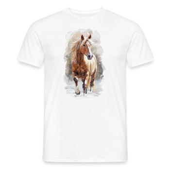Cheval dans la neige - T-shirt homme - blanc - Devant - AI Model Male 178 dark (178cm)