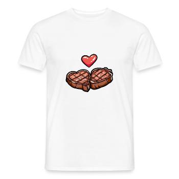 Steak Meat Giillen Couple Love Heart - Men's T-Shirt - white - Front - AI Model Male 178 dark (178cm)
