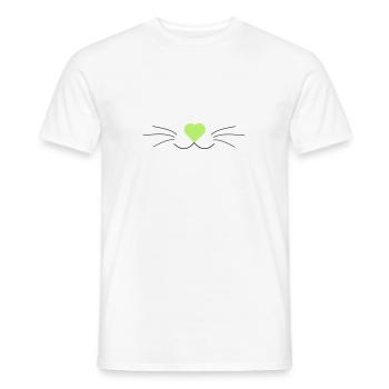 Katzenschnurrhaare, grün und schwarz, mit Herz - Männer T-Shirt - Weiß - Vorne - AI Model Male 178 dark (178cm)