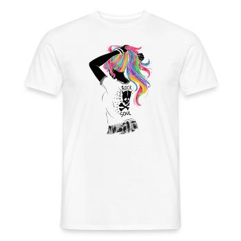 Fille cheveux colorés rocker soul - T-shirt homme - blanc - Devant - AI Model Male 178 dark (178cm)