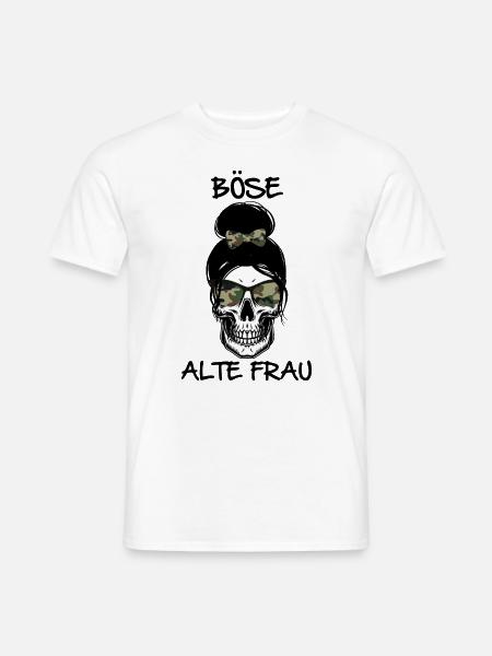 Böse alte Frau Totenkopf mit Dutt Camouflage Rock - Männer T-Shirt - Weiß