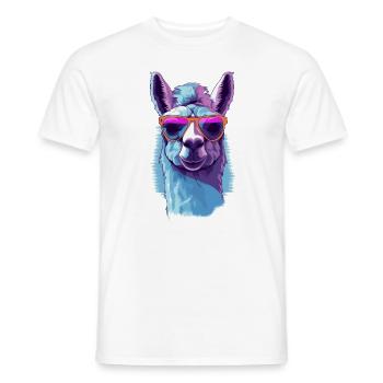 Llama with sunglasses Llama trekking - Men's T-Shirt - white - Front - AI Model Male 178 dark (178cm)