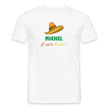 Michel c'est le Brésil ! - T-shirt homme - blanc - Devant - AI Model Male 178 dark (178cm)