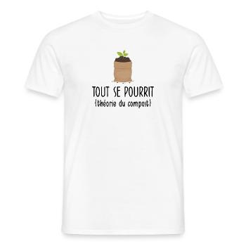Jardinage : Tout se pourrit (théorie du compost) - T-shirt homme - blanc - Devant - AI Model Male 178 dark (178cm)