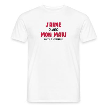 J'aime mon mari , Humour , Drôle , Blague , Fun - T-shirt homme - blanc - Devant - AI Model Male 178 dark (178cm)
