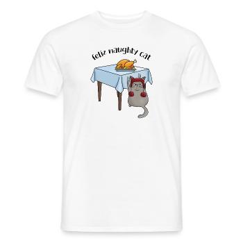 Christmas Funny Cat Christmas Tree Cat - Men's T-Shirt - white - Front - AI Model Male 178 dark (178cm)
