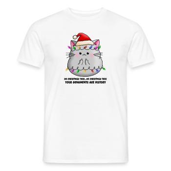 Christmas funny cat Christmas tree cat ugly - Men's T-Shirt - white - Front - AI Model Male 178 dark (178cm)