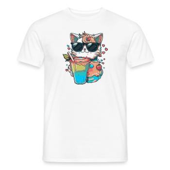 Cat love in cocktail style - Men's T-Shirt - white - Front - AI Model Male 178 dark (178cm)