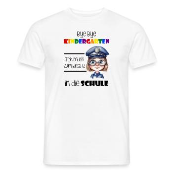 Bye Bye Kindergarten - Einschulung Polizistin - Männer T-Shirt - Weiß - Vorne - AI Model Male 178 dark (178cm)