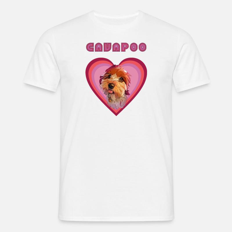 Cavapoo-Herz (Pflaume) - Männer T-Shirt - Weiß