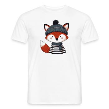 Renard mignon avec écharpe et bonnet de laine - T-shirt homme - blanc - Devant - AI Model Male 178 dark (178cm)
