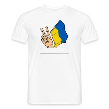Flag Ukraine peace sign text space - Men's T-Shirt - white - Front - AI Model Male 178 dark (178cm)