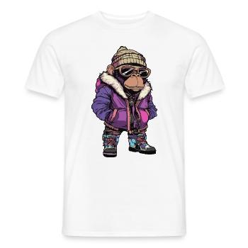 Affe Lustig Winter - Männer T-Shirt - Weiß - Vorne - AI Model Male 178 dark (178cm)
