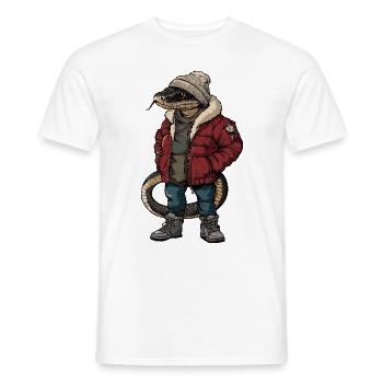 Serpent Cobra Drôle d’Hiver - T-shirt homme - blanc - Devant - AI Model Male 178 dark (178cm)