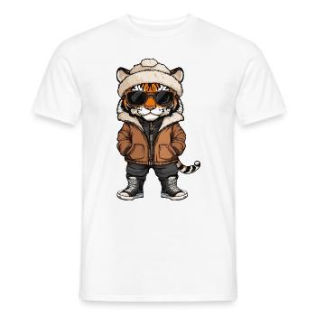 Tiger Cool Comic - Men's T-Shirt - white - Front - AI Model Male 178 dark (178cm)