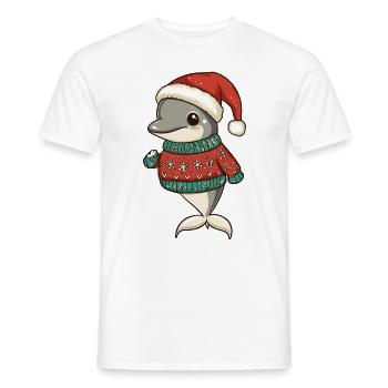 Dolphin Christmas Comic - Men's T-Shirt - white - Front - AI Model Male 178 dark (178cm)