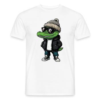 Alligator Hiver - T-shirt homme - blanc - Devant - AI Model Male 178 dark (178cm)