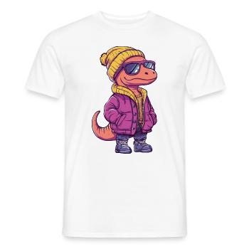 Dinosaurier brontosaurus Winter - Männer T-Shirt - Weiß - Vorne - AI Model Male 178 dark (178cm)