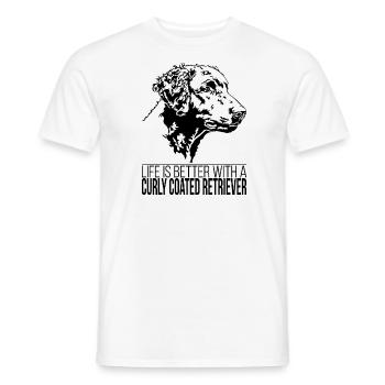 Curly Coated Retriever life is better Wilsigns - Men's T-Shirt - white - Front - AI Model Male 178 dark (178cm)