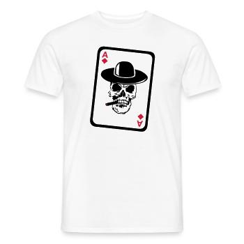 poker ace skull death head dead card Map4 - Men's T-Shirt - white - Front - AI Model Male 178 dark (178cm)