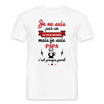 Pas super héros papa,cadeau père,fête des pères - T-shirt homme - blanc - Devant - AI Model Male 178 dark (178cm)