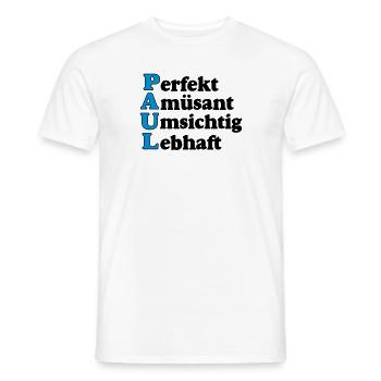 Paul ,Vorname,Namensschild,Name,Fun Shirt (25) - Männer T-Shirt - Weiß - Vorne - AI Model Male 178 dark (178cm)