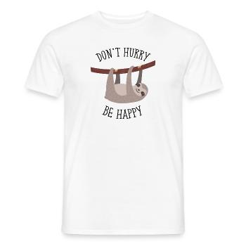 Don't Hurry Be Happy - Paresseux Chill - T-shirt homme - blanc - Devant - AI Model Male 178 dark (178cm)