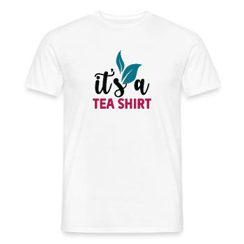 C’est une chemise de thé - T-shirt homme - blanc - Devant - AI Model Male 178 dark (178cm)
