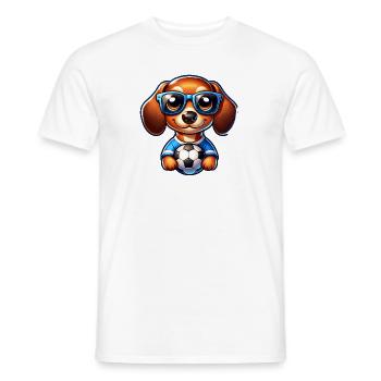 Teckel Joueur de football Wiener Dog Fan - T-shirt homme - blanc - Devant - AI Model Male 178 dark (178cm)