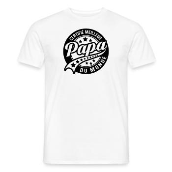 certifié meilleur papa du monde - T-shirt homme - blanc - Devant - AI Model Male 178 dark (178cm)