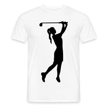 Golferin Silhouette, Golf Abschlag Damen Golf  - Männer T-Shirt - Weiß - Vorne - AI Model Male 178 dark (178cm)