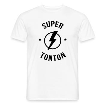 Super Tonton - Baptême - Anniversaire - Noël - T-shirt homme - blanc - Devant - AI Model Male 178 dark (178cm)