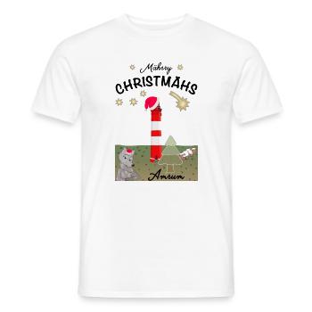 Leuchtturm Amrum, Weihnachten, Kultiger Wolf - Männer T-Shirt - Weiß - Vorne - AI Model Male 178 dark (178cm)