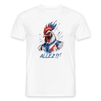 Football and Rugby, sport in blue, white and red colours - Men's T-Shirt - white - Front - AI Model Male 178 dark (178cm)