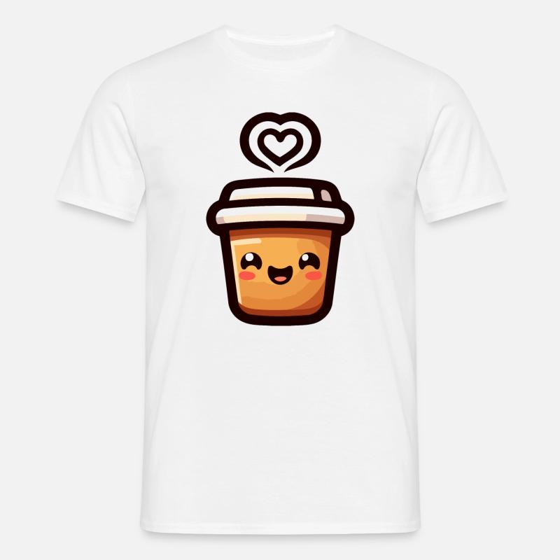 Caffeine Cutie: Der fröhliche Java - Männer T-Shirt - Weiß