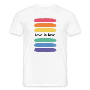 Mois de la fierté LGBT - Love is Love - T-shirt homme - blanc - Devant - AI Model Male 178 dark (178cm)