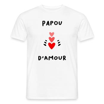 PAPOU. PAPA. FÊTE DES PÈRES. BONNE FÊTE PAPA - T-shirt homme - blanc - Devant - AI Model Male 178 dark (178cm)