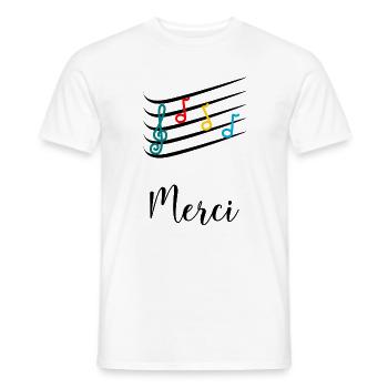 MERCI. MAÎTRESSE. MAÎTRE. MERCI MAÎTRESSE - T-shirt homme - blanc - Devant - AI Model Male 178 dark (178cm)