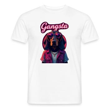 Basset Hound Gangster Hund Sonnenbrille Geschenk - Männer T-Shirt - Weiß - Vorne - AI Model Male 178 dark (178cm)
