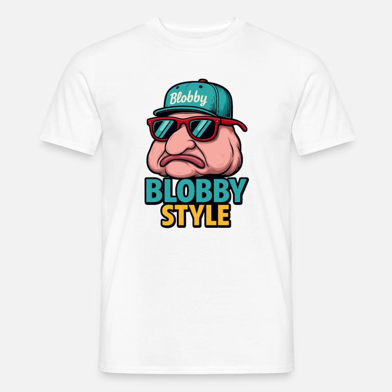 Blobby Style Cartoon Tee - Männer T-Shirt - Weiß